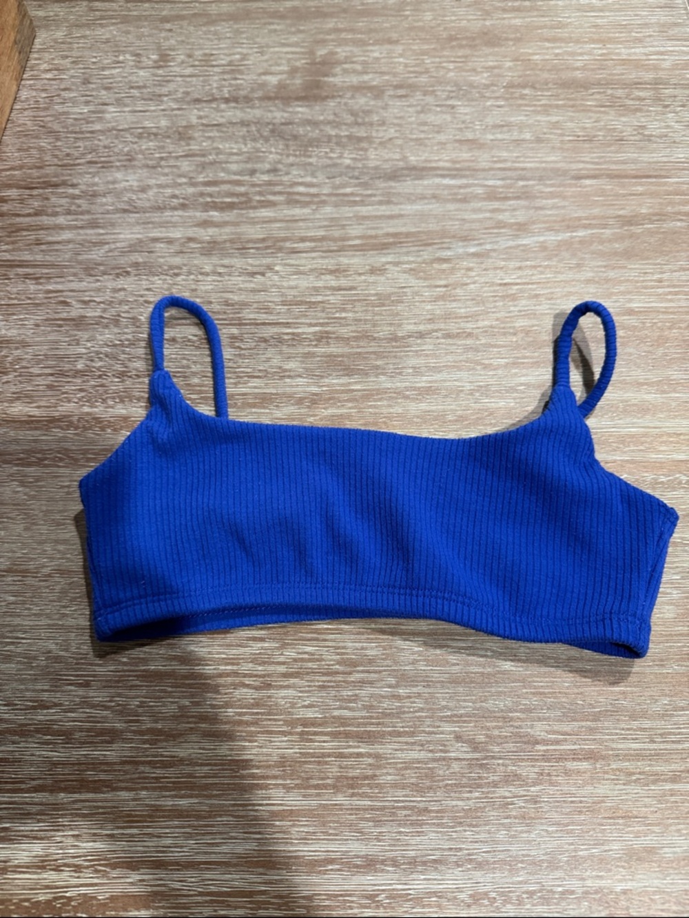 Blue Ribbed Lightweight Sports Bra - Women